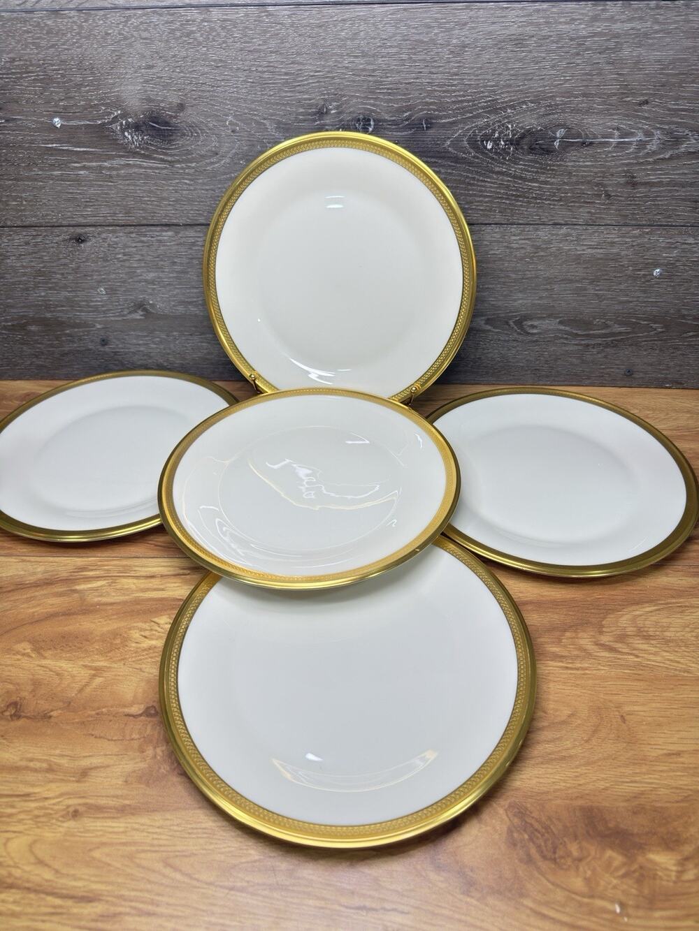 Lenox Aristocrat Gold Encrusted 10-5/8” Dinner Plates Set Of 5